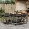 Image de vidaXL Ensemble à manger de jardin 9 pcs coussins gris résine tressée