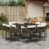 Image de vidaXL Ensemble à manger de jardin et coussins 9 pcs marron poly rotin