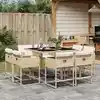 Image de vidaXL Ensemble à manger de jardin et coussins 9 pcs beige Poly rotin