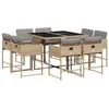 Image de vidaXL Ensemble à Manger de Jardin et Coussins 9 pcs mélange Beige