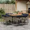 Image de vidaXL Ensemble à manger de jardin 9 pcs coussins gris résine tressée