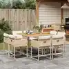 Image de vidaXL Ensemble à manger de jardin et coussins 9 pcs beige Poly rotin
