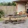 Image de vidaXL Ensemble à manger de jardin et coussins 11 pcs mélange beige