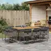 Image de vidaXL Ensemble à manger de jardin 11pcs avec coussins gris poly rotin