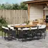 Image de vidaXL Ensemble à manger de jardin 11 pcs coussins noir résine tressée