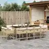 Image de vidaXL Ensemble à manger de jardin et coussins 13 pcs beige