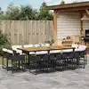 Image de vidaXL Ensemble à manger de jardin 13 pcs coussins noir résine tressée