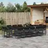 Image de vidaXL Ensemble à manger de jardin 15 pcs coussins noir résine tressée
