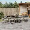 Image de vidaXL Ensemble à manger de jardin et coussins 15 pcs gris clair rotin