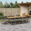 Image de vidaXL Ensemble à manger de jardin 15 pcs coussins gris résine tressée