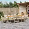 Image de vidaXL Ensemble à manger de jardin et coussins 15 pcs beige