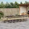 Image de vidaXL Ensemble à manger de jardin et coussins 17 pcs mélange beige
