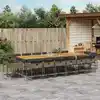 Image de vidaXL Ensemble à manger de jardin 17 pcs et coussins résine tressée