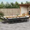 Image de vidaXL Ensemble à manger de jardin 17 pcs coussins noir résine tressée