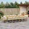Image de vidaXL Ensemble à manger de jardin et coussins 17 pcs beige
