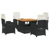 Image de vidaXL Ensemble à Manger de Jardin avec Coussins 5pcs, Table de Terrasse, Meubles de Patio, Mobilier d'Extérieur, Noir Résine Tressée
