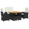 Image de vidaXL Ensemble à Manger de Jardin avec Coussins 4 pcs, Table de Terrasse, Meubles de Patio, Mobilier d'Extérieur, Noir Résine Tressée