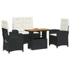 Image de vidaXL Ensemble à Manger de Jardin avec Coussins 4 pcs, Table de Terrasse, Meubles de Patio, Mobilier d'Extérieur, Noir Résine Tressée