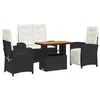 Image de vidaXL Ensemble à Manger de Jardin avec Coussins 4 pcs, Table de Terrasse, Meubles de Patio, Mobilier d'Extérieur, Noir Résine Tressée