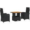 Image de vidaXL Ensemble à Manger de Jardin avec Coussins 3 pcs, Table de Terrasse, Meubles de Patio, Mobilier d'Extérieur, Noir Résine Tressée