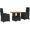 Image de vidaXL Ensemble à Manger de Jardin avec Coussins 3 pcs, Table de Terrasse, Meubles de Patio, Mobilier d'Extérieur, Noir Résine Tressée