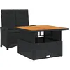 Image de vidaXL Ensemble à Manger de Jardin avec Coussins 2pcs, Table de Terrasse, Meubles de Patio, Mobilier d'Extérieur, Noir Résine Tressée