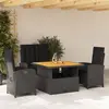 Image de vidaXL Ensemble à manger de jardin 4 pcs avec coussins noir
