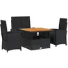 Image de vidaXL Ensemble à Manger de Jardin avec Coussins 4 pcs, Table de Terrasse, Meubles de Patio, Mobilier d'Extérieur, Noir Résine Tressée