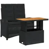 Image de vidaXL Ensemble à Manger de Jardin avec Coussins 2pcs, Table de Terrasse, Meubles de Patio, Mobilier d'Extérieur, Noir Résine Tressée