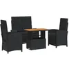Image de vidaXL Ensemble à Manger de Jardin avec Coussins 4 pcs, Table de Terrasse, Meubles de Patio, Mobilier d'Extérieur, Noir Résine Tressée