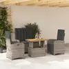 Image de vidaXL Ensemble à manger jardin 4pcs et coussins Gris Résine tressée