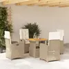 Image de vidaXL Ensemble à manger de jardin avec coussins 5pcs Beige poly rotin