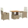 Image de vidaXL Ensemble à Manger de Jardin avec Coussins 3 pcs, Table de Terrasse, Meubles de Patio, Mobilier d'Extérieur, Beige Résine Tressée