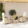 Image de vidaXL Ensemble à manger de jardin et coussins 3 pcs Beige poly rotin