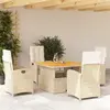 Image de vidaXL Ensemble à manger de jardin avec coussins 5pcs Beige poly rotin