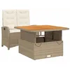 Image de vidaXL Ensemble à Manger de Jardin avec Coussins 2 pcs, Table de Terrasse, Meubles de Patio, Mobilier d'Extérieur, Beige Résine Tressée