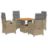 Image de vidaXL Ensemble à Manger de Jardin avec Coussins 5pcs, Table de Terrasse, Meubles de Patio, Mobilier d'Extérieur, Beige Résine Tressée