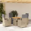 Image de vidaXL Ensemble à manger de jardin avec coussins 5pcs Beige poly rotin