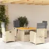 Image de vidaXL Ensemble à manger de jardin avec coussins 5pcs Beige poly rotin