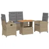 Image de vidaXL Ensemble à Manger de Jardin avec Coussins 4 pcs, Table de Terrasse, Meubles de Patio, Mobilier d'Extérieur, Beige Résine Tressée