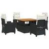 Image de vidaXL Ensemble à Manger de Jardin avec Coussins 5pcs, Table de Terrasse, Meubles de Patio, Mobilier d'Extérieur, Noir Résine Tressée
