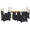 Image de vidaXL Ensemble à Manger de Jardin avec Coussins 5pcs, Table de Terrasse, Meubles de Patio, Mobilier d'Extérieur, Noir Résine Tressée