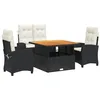 Image de vidaXL Ensemble à Manger de Jardin avec Coussins 4 pcs, Table de Terrasse, Meubles de Patio, Mobilier d'Extérieur, Noir Résine Tressée