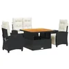 Image de vidaXL Ensemble à Manger de Jardin avec Coussins 4 pcs, Table de Terrasse, Meubles de Patio, Mobilier d'Extérieur, Noir Résine Tressée