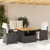 Image de vidaXL Ensemble à manger de jardin 4 pcs avec coussins noir