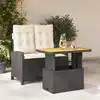 Image de vidaXL Ensemble à manger de jardin coussins 2pcs noir résine tressée