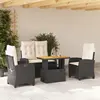 Image de vidaXL Ensemble à manger de jardin 4 pcs avec coussins noir