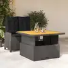 Image de vidaXL Ensemble à manger de jardin coussins 2pcs noir résine tressée