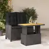 Image de vidaXL Ensemble à manger de jardin coussins 2pcs noir résine tressée