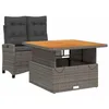 Image de vidaXL Ensemble à Manger de Jardin avec Coussins 2 pcs, Table de Terrasse, Meubles de Patio, Mobilier d'Extérieur, Gris Résine Tressée
